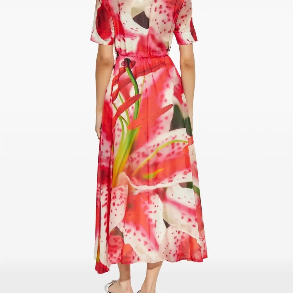 Tory Burch Pink Floral Maxi Dress with Green Accents
